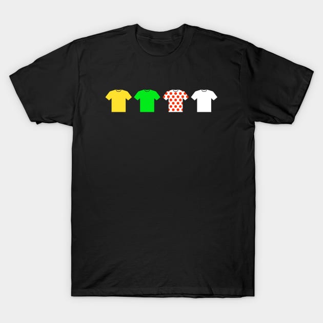 Cycling Jerseys Le Tour Yellow, Green, Polka Dot T-Shirt by zap